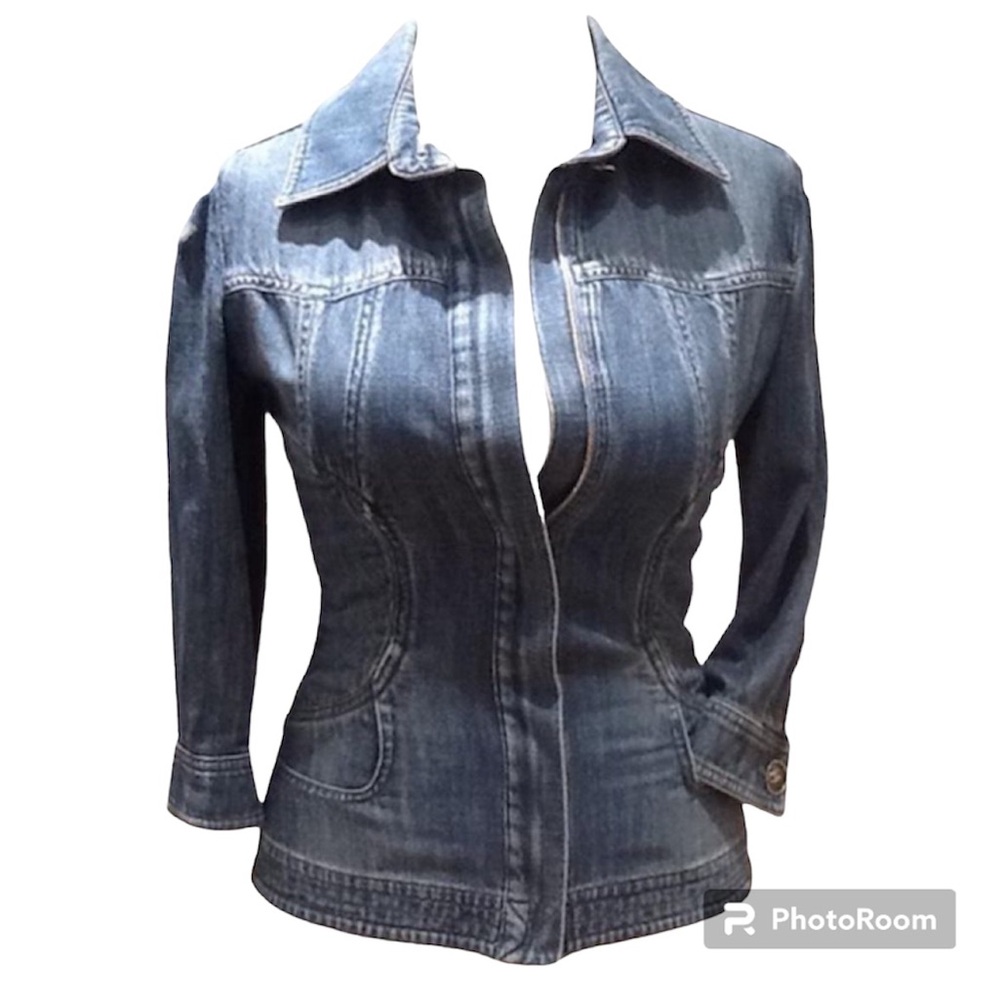 Vintage Chanel SS08 Denim Zip Up Jacket Top